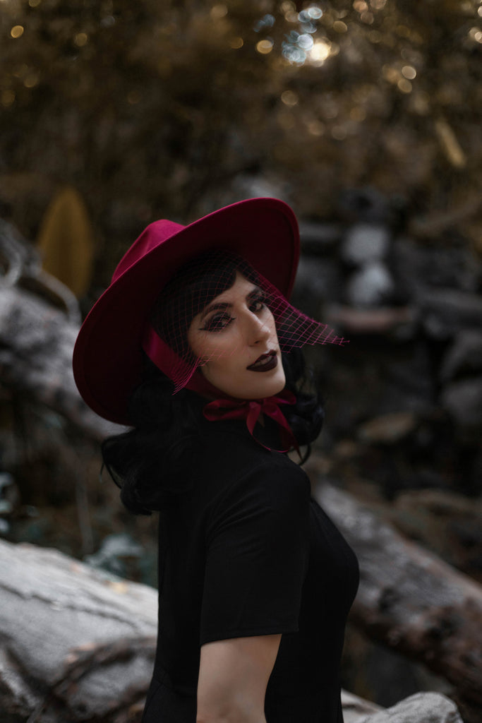 Burgundy | Lively Ghosts Veiled Hat