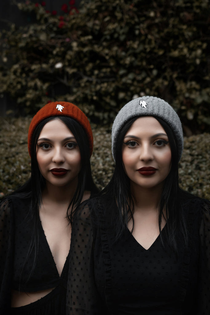 Autumn Grey | Ghostie Embroidered & Reversible Knit Beanie