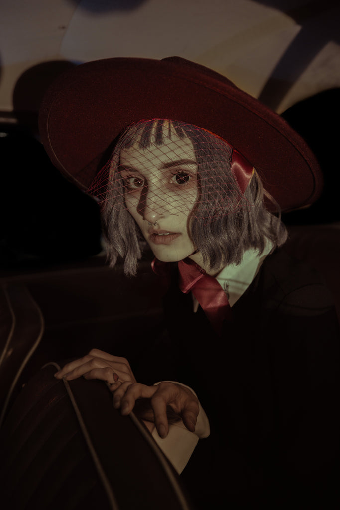 Burgundy | Lively Ghosts Veiled Hat