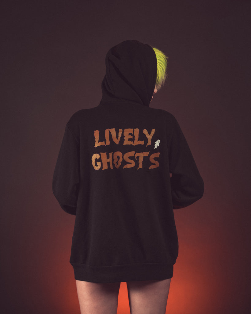 Lively Ghosts "Ghostie" Unisex Logo Zip-Up Hoodie