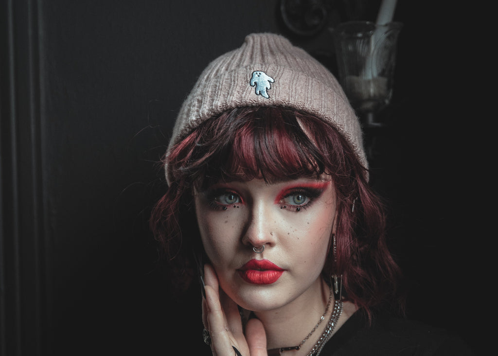 Wilted Rose | Ghostie Embroidered & Reversible Knit Beanie