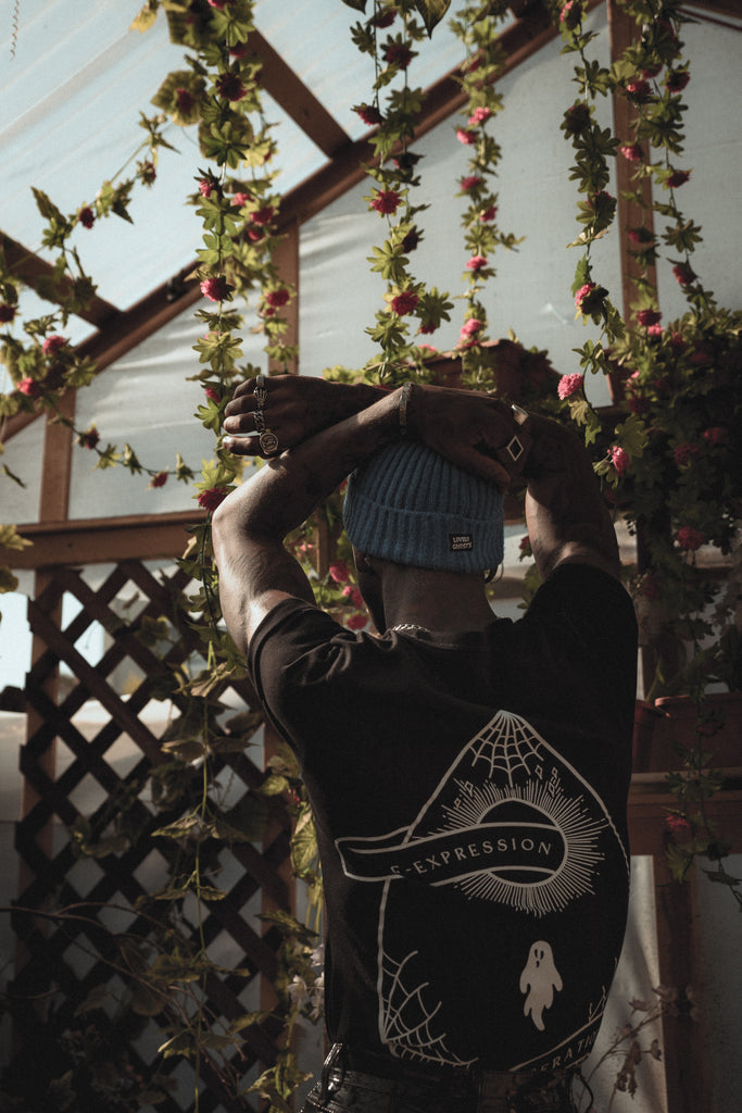 Cemetery Blue | Ghostie Embroidered & Reversible Knit Beanie