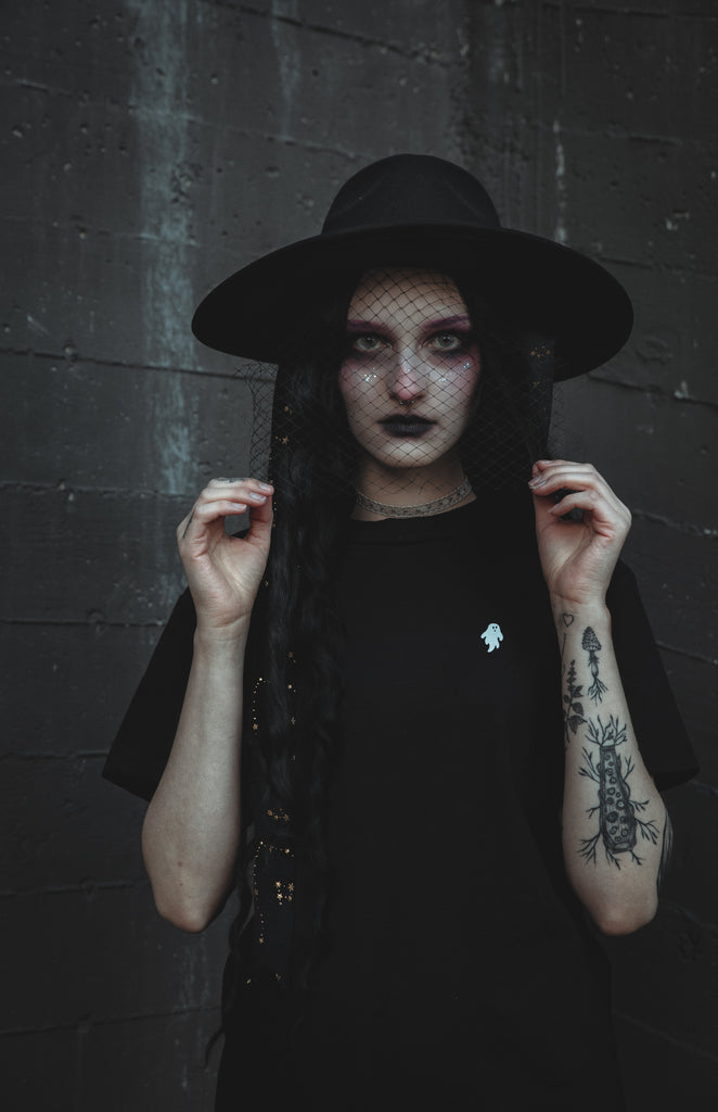 Black Stargazer | Lively Ghosts Veiled Hat